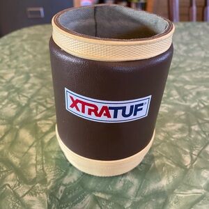 Brown on Tan Insulated Neoprene Xtratuf Can Cozie for Soft Drinks or Beer